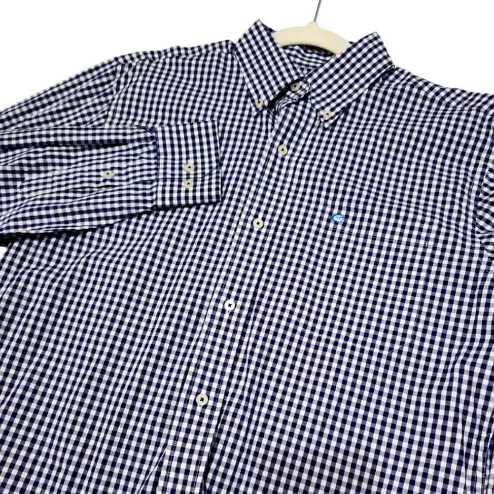 Southern Tide Men's Navy Checked Long Sleeve Button-Down Size Small